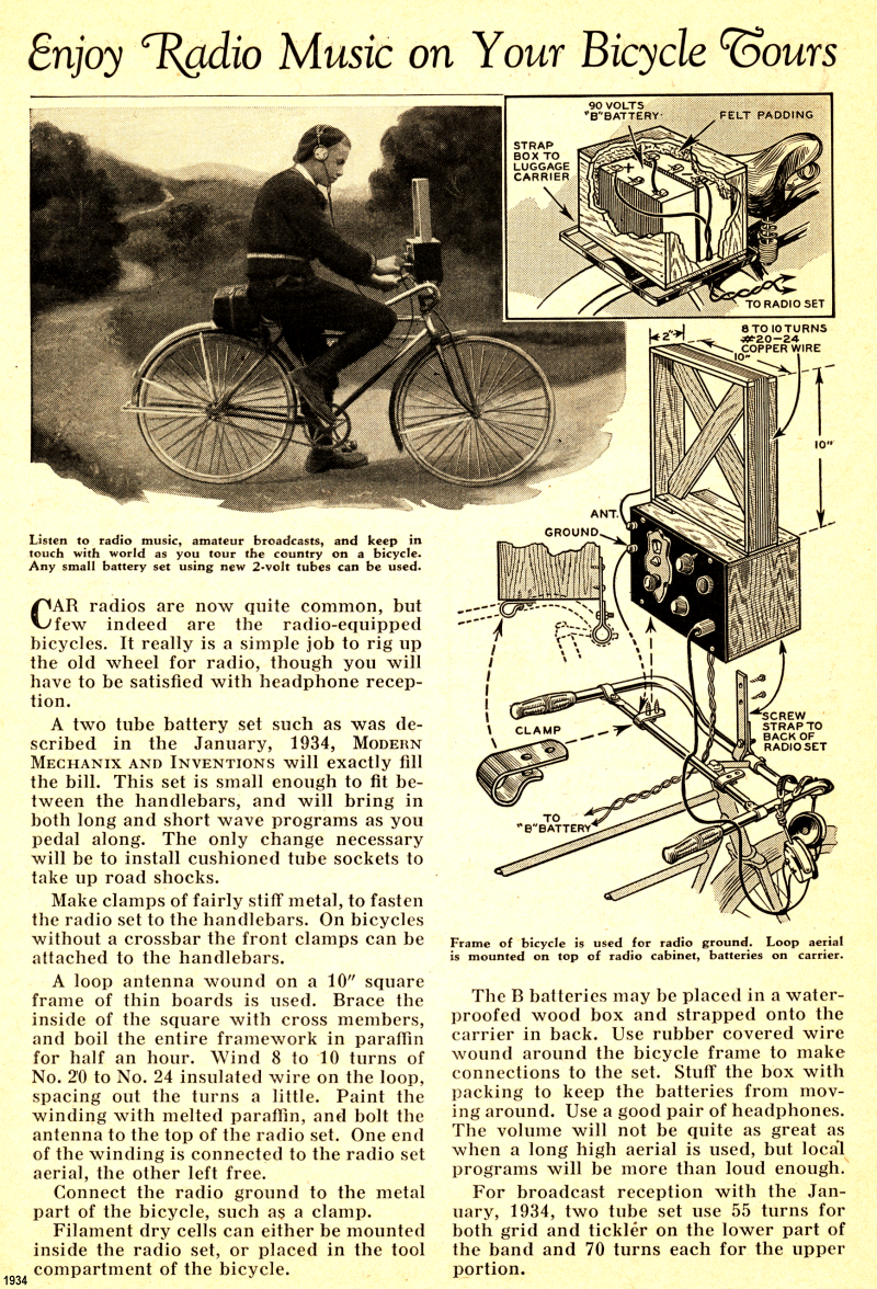 1934 Bicycle Radio Article