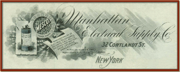 1894 Manhattan Electrical Supply Co. Letterhead