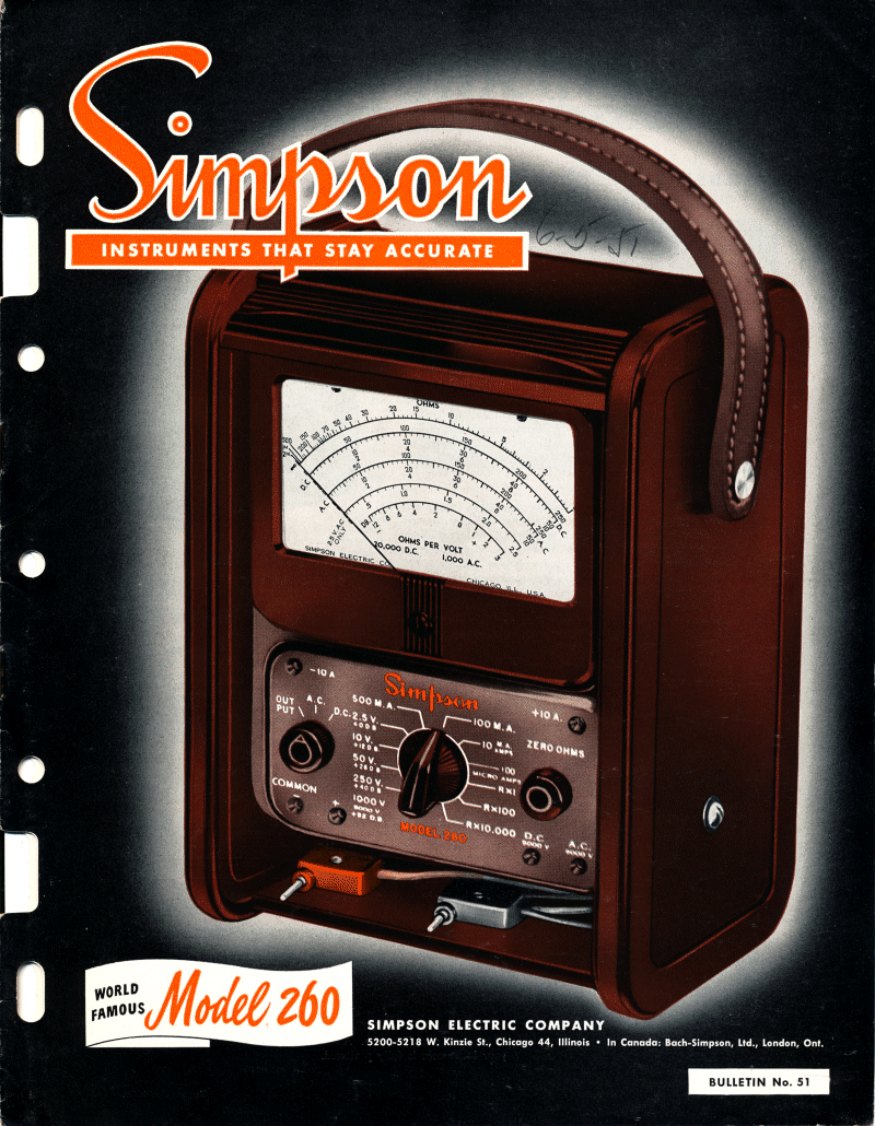 1951 Simpson Test Equipment Catalog - Cover