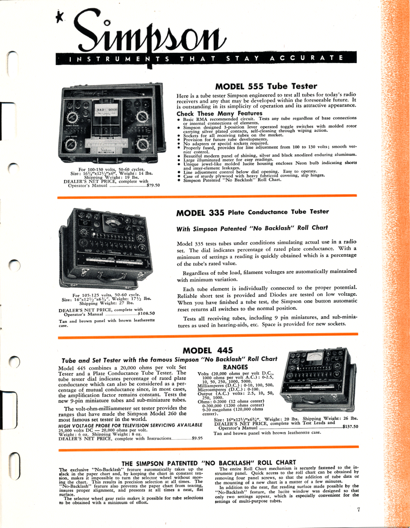1951 Simpson Test Equipment Catalog - Page 7