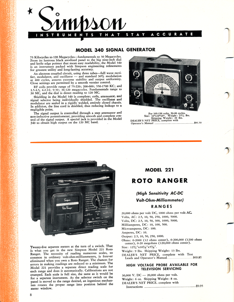 1951 Simpson Test Equipment Catalog - Page 8