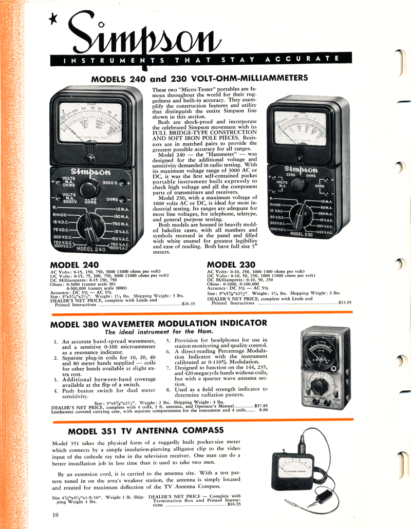1951 Simpson Test Equipment Catalog - Page 10