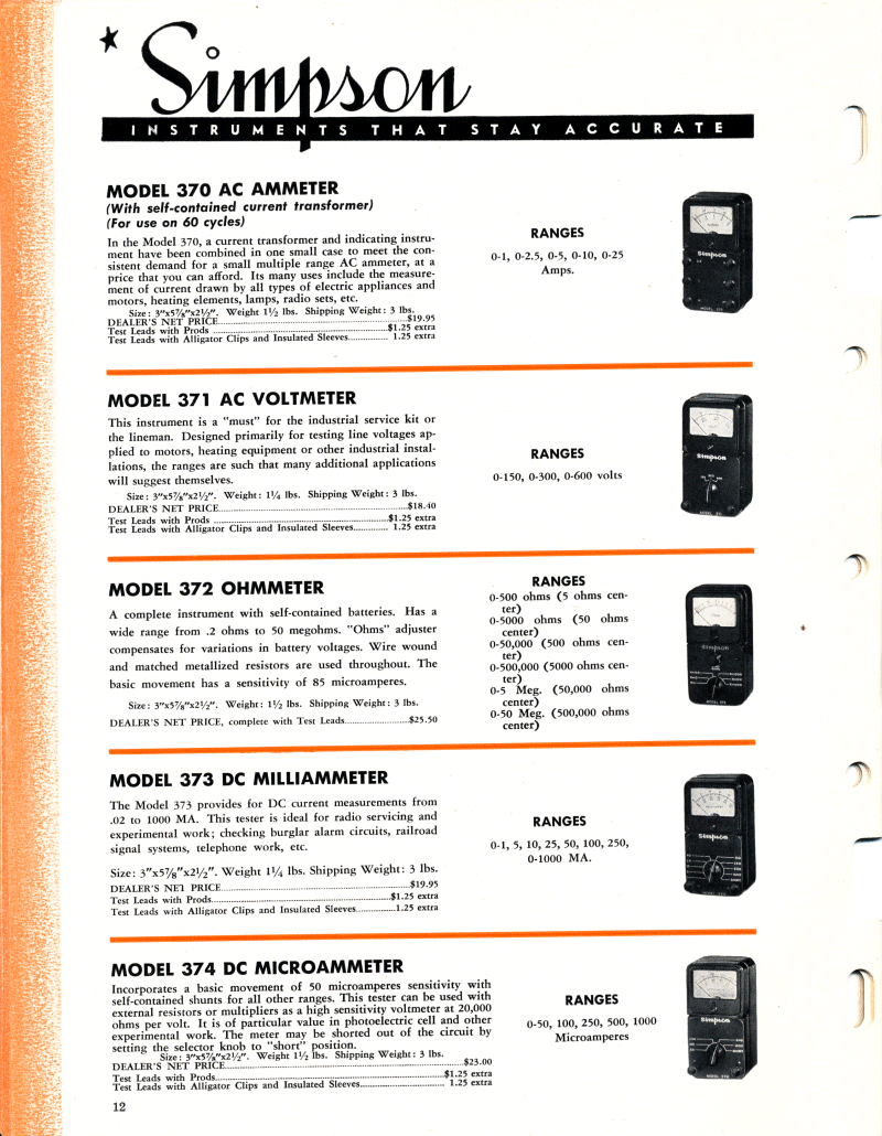 1951 Simpson Test Equipment Catalog - Page 12