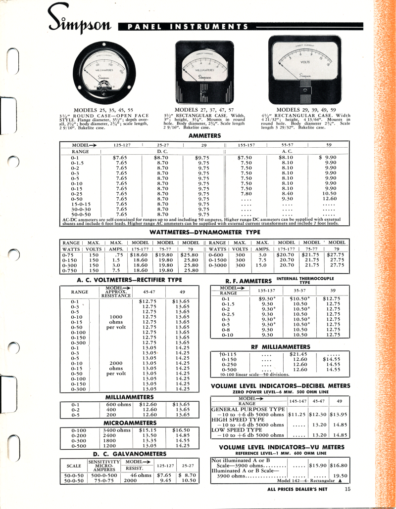 1951 Simpson Test Equipment Catalog - Page 15