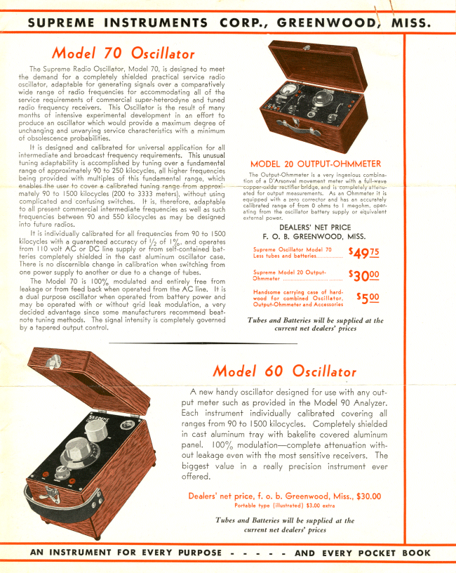 Supreme Model 60 and 70 Oscillator