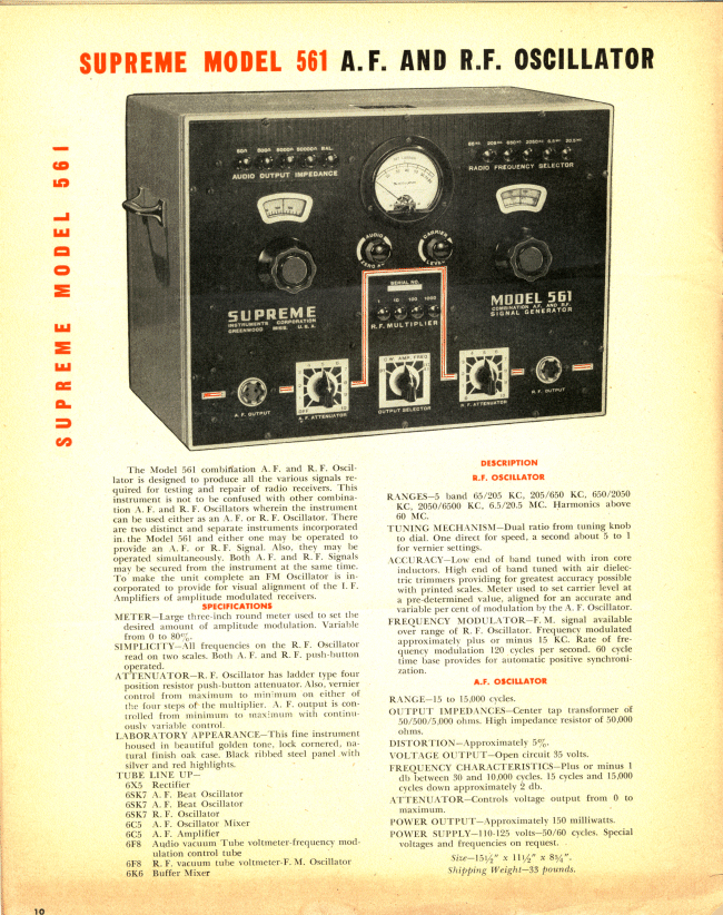 Supreme Model 561 A.F. and R.F. Oscillator