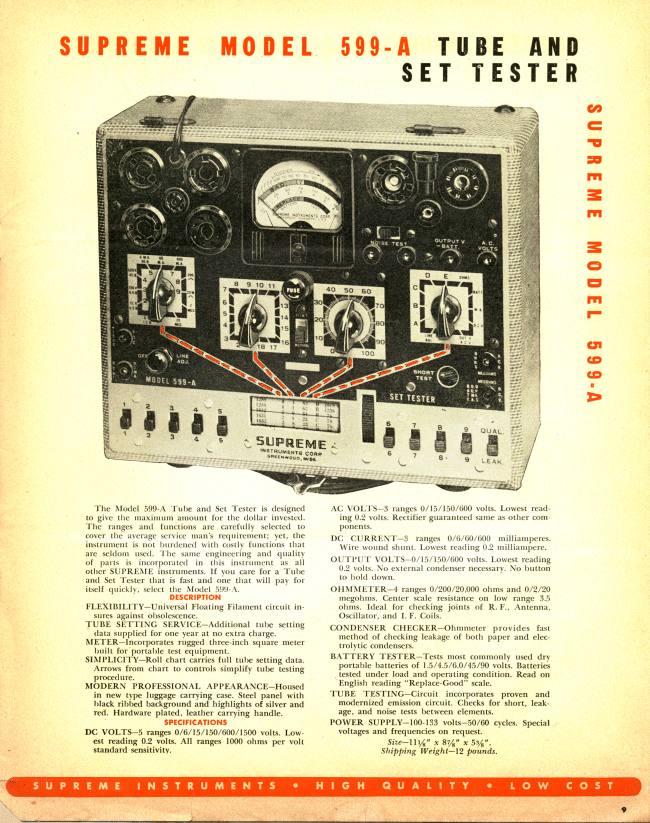 599-A Tube and Set Tester